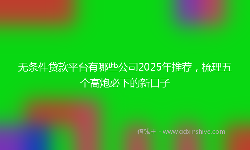 无条件贷款平台有哪些公司2025年推荐，梳理五个高炮必下的新口子