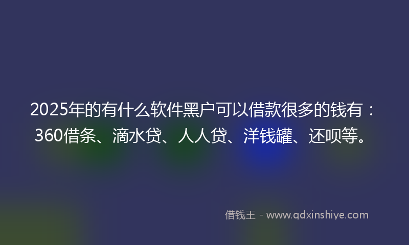 2025年的有什么软件黑户可以借款很多的钱有：360借条、滴水贷、人人贷、洋钱罐、还呗等。