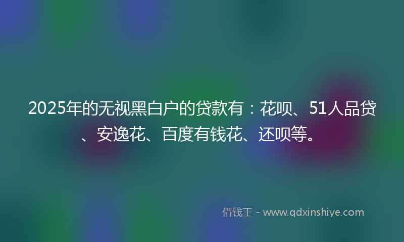 2025年的无视黑白户的贷款有：花呗、51人品贷、安逸花、百度有钱花、还呗等。