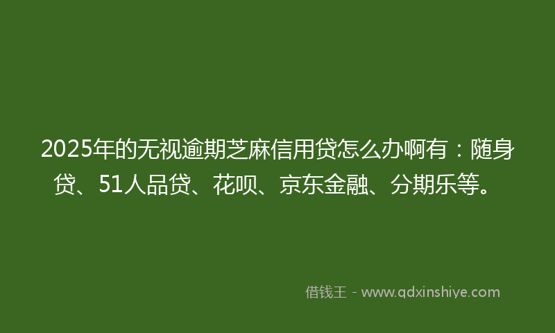 2025年的无视逾期芝麻信用贷怎么办啊有：随身贷、51人品贷、花呗、京东金融、分期乐等。