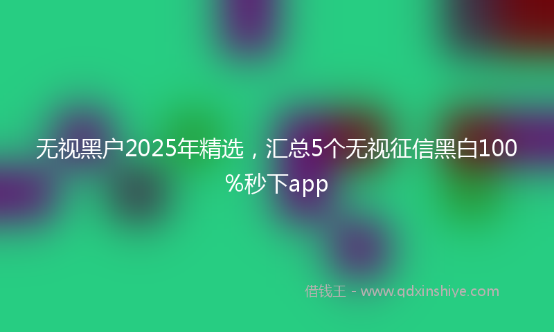无视黑户2025年精选，汇总5个无视征信黑白100%秒下app