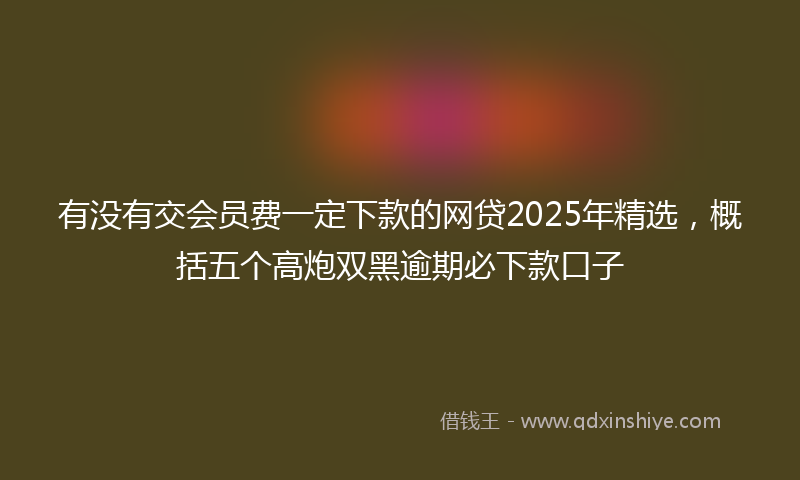 有没有交会员费一定下款的网贷2025年精选，概括五个高炮双黑逾期必下款口子