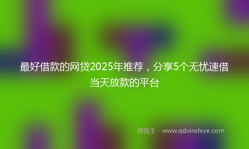 最好借款的网贷2025年推荐，分享5个无忧速借当天放款的平台