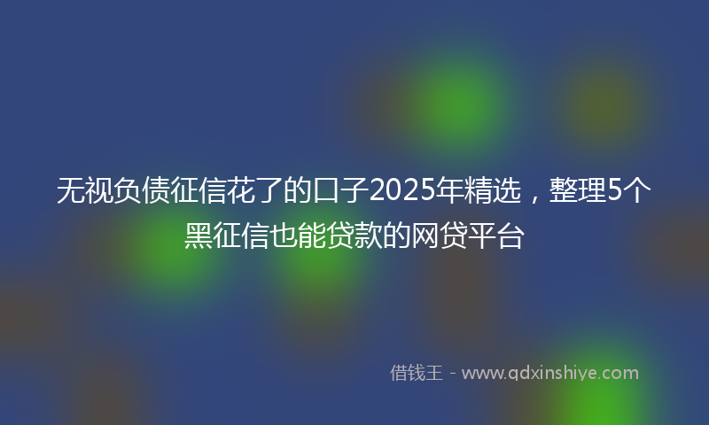 无视负债征信花了的口子2025年精选，整理5个黑征信也能贷款的网贷平台