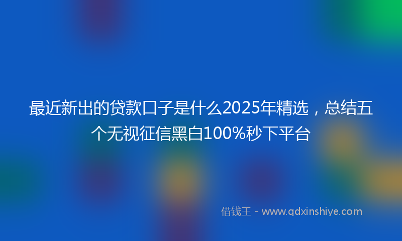 最近新出的贷款口子是什么2025年精选，总结五个无视征信黑白100%秒下平台