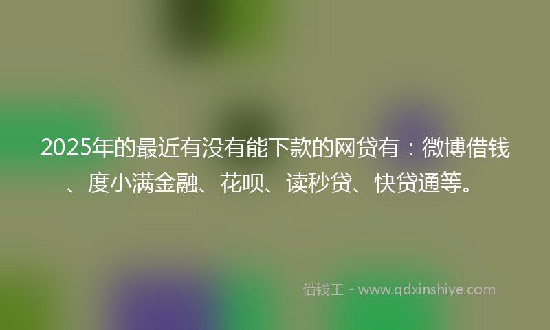 2025年的最近有没有能下款的网贷有：微博借钱、度小满金融、花呗、读秒贷、快贷通等。