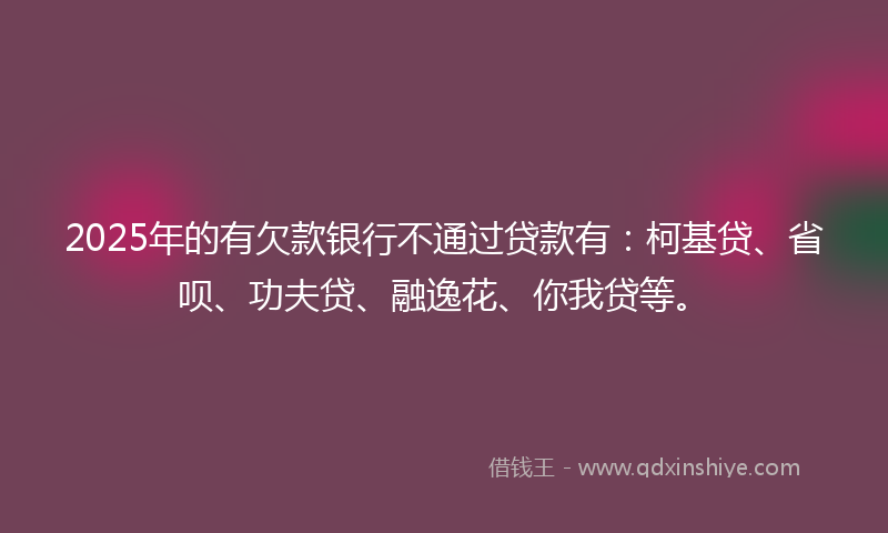 2025年的有欠款银行不通过贷款有：柯基贷、省呗、功夫贷、融逸花、你我贷等。