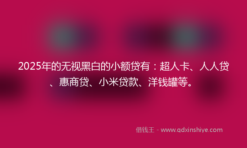 2025年的无视黑白的小额贷有：超人卡、人人贷、惠商贷、小米贷款、洋钱罐等。