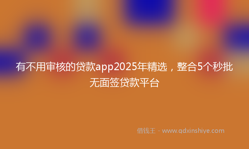 有不用审核的贷款app2025年精选，整合5个秒批无面签贷款平台