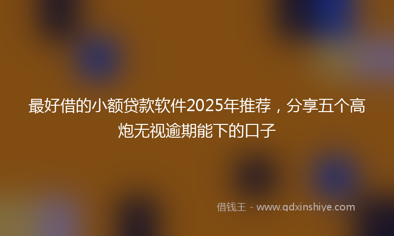 最好借的小额贷款软件2025年推荐，分享五个高炮无视逾期能下的口子
