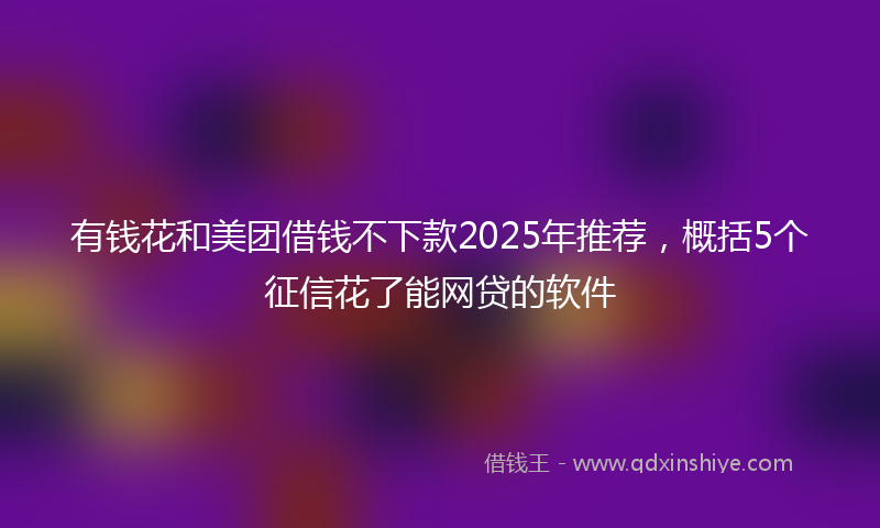 有钱花和美团借钱不下款2025年推荐，概括5个征信花了能网贷的软件