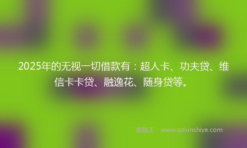 2025年的无视一切借款有：超人卡、功夫贷、维信卡卡贷、融逸花、随身贷等。
