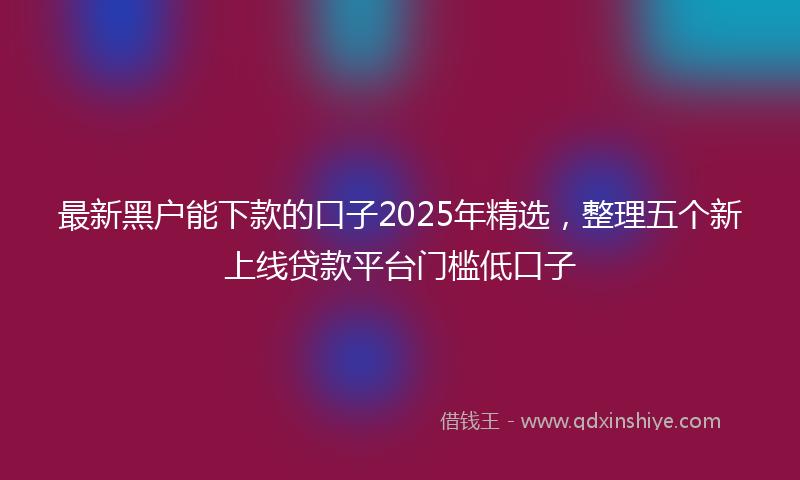 最新黑户能下款的口子2025年精选，整理五个新上线贷款平台门槛低口子
