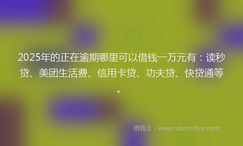 2025年的正在逾期哪里可以借钱一万元有：读秒贷、美团生活费、信用卡贷、功夫贷、快贷通等。