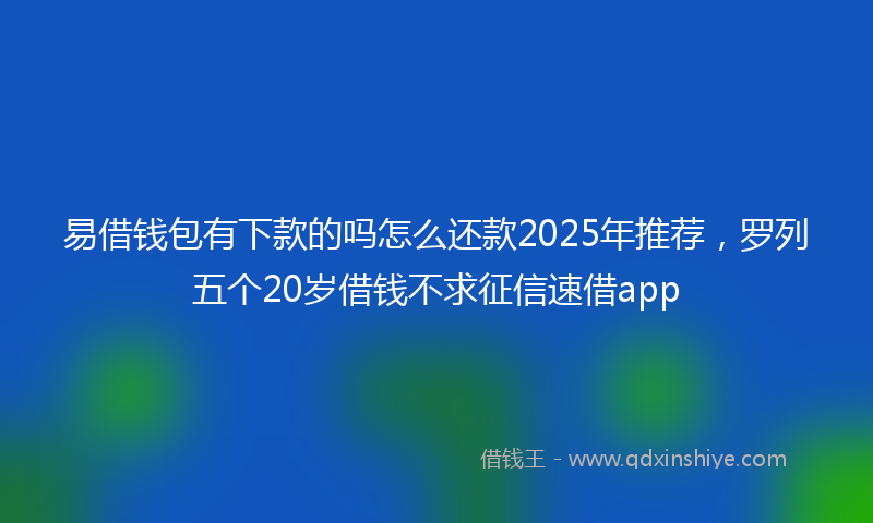 易借钱包有下款的吗怎么还款2025年推荐，罗列五个20岁借钱不求征信速借app