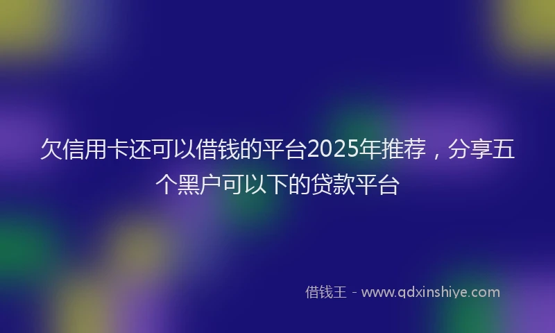 欠信用卡还可以借钱的平台2025年推荐，分享五个黑户可以下的贷款平台