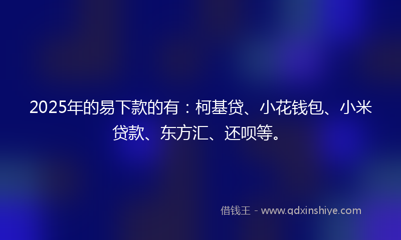 2025年的易下款的有：柯基贷、小花钱包、小米贷款、东方汇、还呗等。
