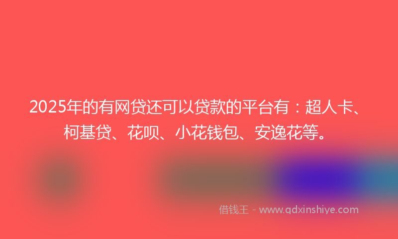 2025年的有网贷还可以贷款的平台有：超人卡、柯基贷、花呗、小花钱包、安逸花等。