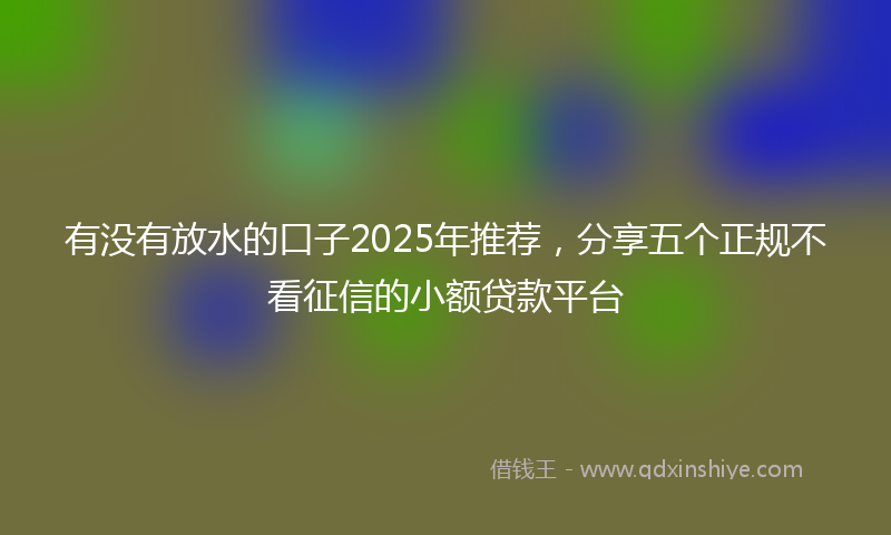 有没有放水的口子2025年推荐，分享五个正规不看征信的小额贷款平台