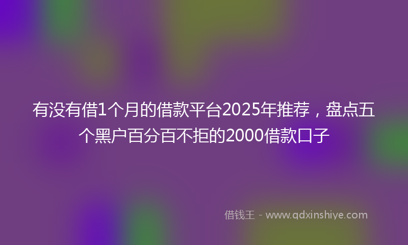 有没有借1个月的借款平台2025年推荐，盘点五个黑户百分百不拒的2000借款口子