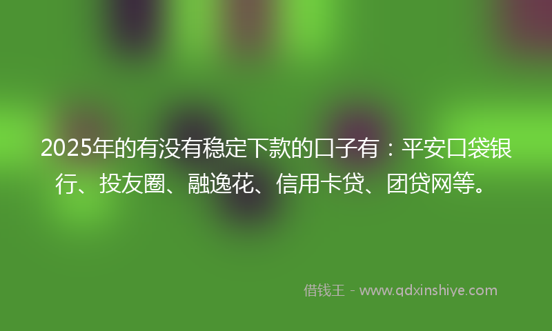 2025年的有没有稳定下款的口子有：平安口袋银行、投友圈、融逸花、信用卡贷、团贷网等。