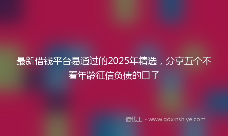 最新借钱平台易通过的2025年精选，分享五个不看年龄征信负债的口子