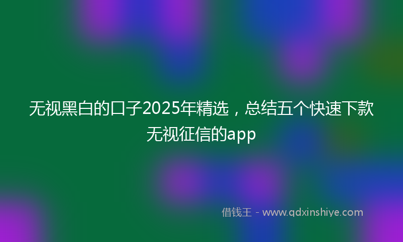 无视黑白的口子2025年精选，总结五个快速下款无视征信的app