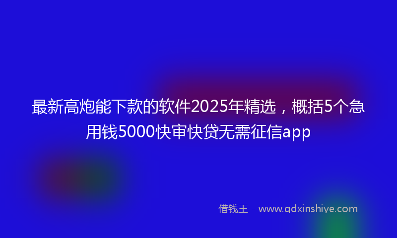 最新高炮能下款的软件2025年精选，概括5个急用钱5000快审快贷无需征信app