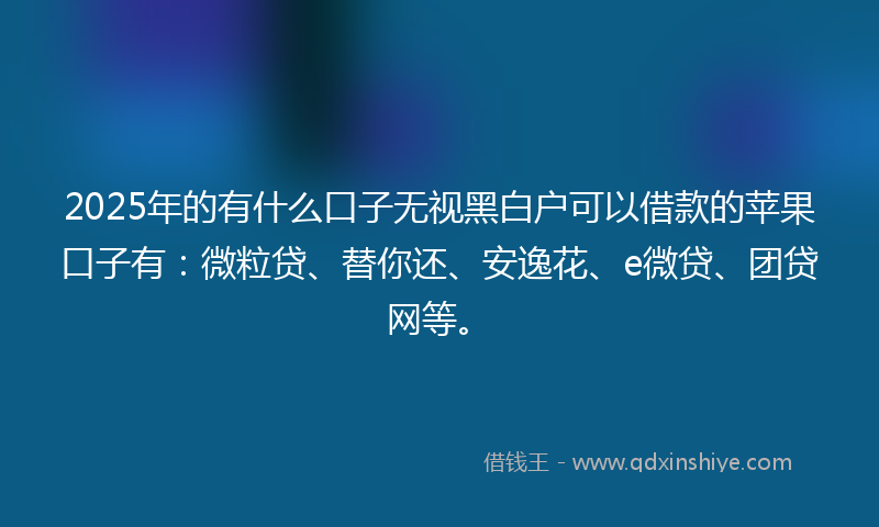 2025年的有什么口子无视黑白户可以借款的苹果口子有：微粒贷、替你还、安逸花、e微贷、团贷网等。