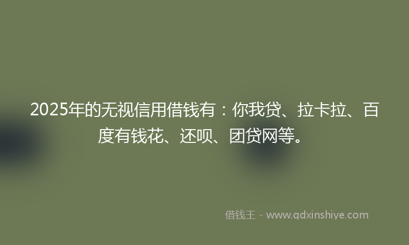 2025年的无视信用借钱有：你我贷、拉卡拉、百度有钱花、还呗、团贷网等。