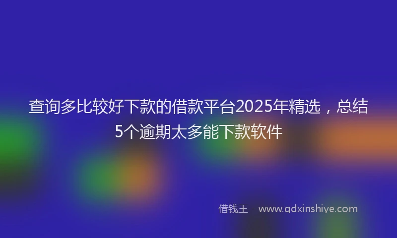 查询多比较好下款的借款平台2025年精选，总结5个逾期太多能下款软件