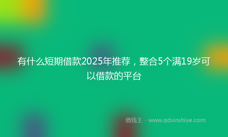 有什么短期借款2025年推荐，整合5个满19岁可以借款的平台