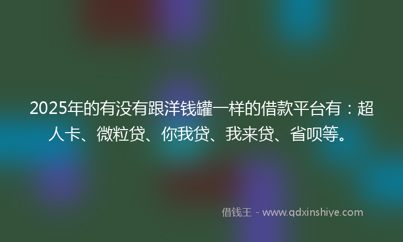 2025年的有没有跟洋钱罐一样的借款平台有：超人卡、微粒贷、你我贷、我来贷、省呗等。