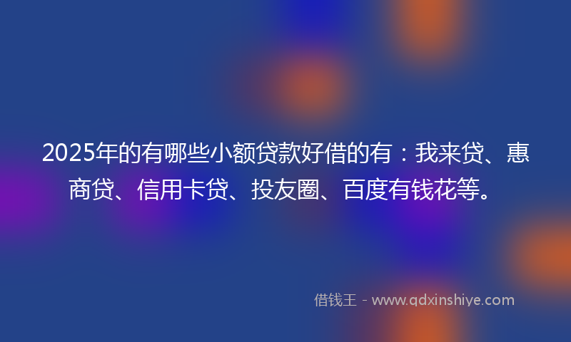 2025年的有哪些小额贷款好借的有：我来贷、惠商贷、信用卡贷、投友圈、百度有钱花等。