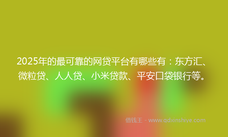2025年的最可靠的网贷平台有哪些有：东方汇、微粒贷、人人贷、小米贷款、平安口袋银行等。