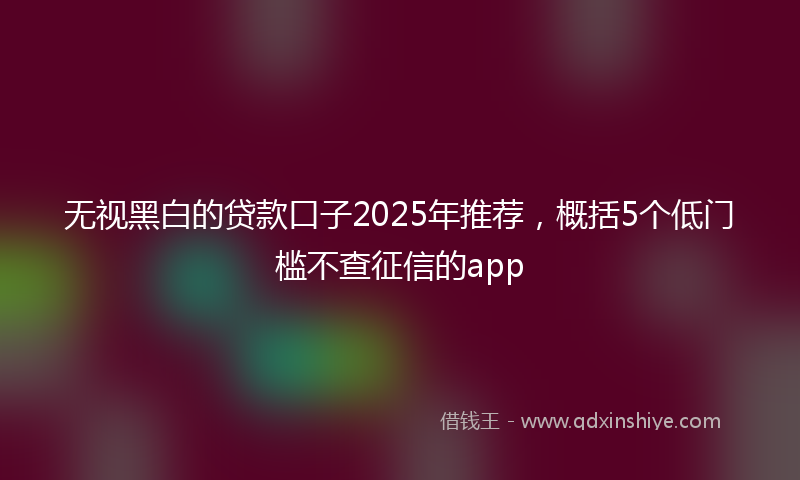 无视黑白的贷款口子2025年推荐，概括5个低门槛不查征信的app