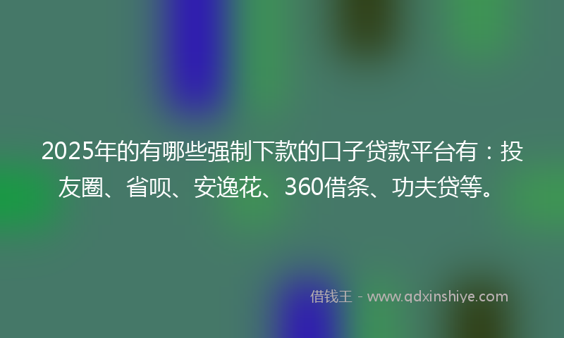 2025年的有哪些强制下款的口子贷款平台有：投友圈、省呗、安逸花、360借条、功夫贷等。