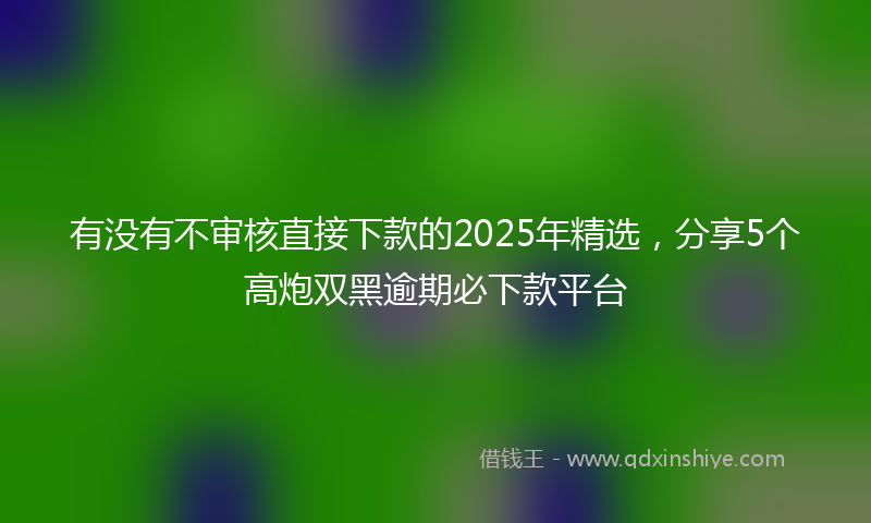 有没有不审核直接下款的2025年精选，分享5个高炮双黑逾期必下款平台