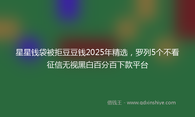 星星钱袋被拒豆豆钱2025年精选，罗列5个不看征信无视黑白百分百下款平台