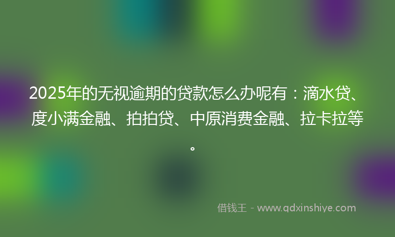 2025年的无视逾期的贷款怎么办呢有：滴水贷、度小满金融、拍拍贷、中原消费金融、拉卡拉等。