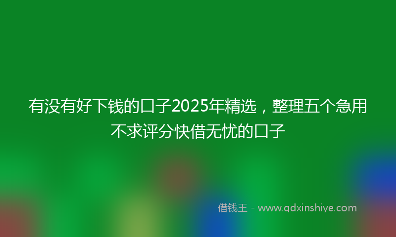 有没有好下钱的口子2025年精选，整理五个急用不求评分快借无忧的口子