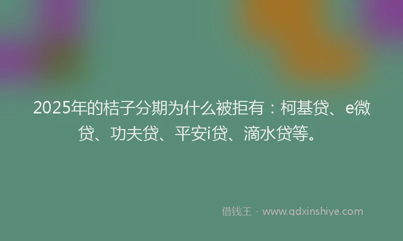 2025年的桔子分期为什么被拒有：柯基贷、e微贷、功夫贷、平安i贷、滴水贷等。
