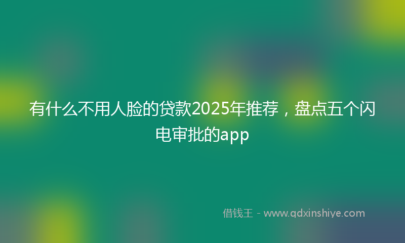 有什么不用人脸的贷款2025年推荐，盘点五个闪电审批的app