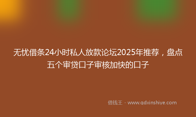 无忧借条24小时私人放款论坛2025年推荐，盘点五个审贷口子审核加快的口子