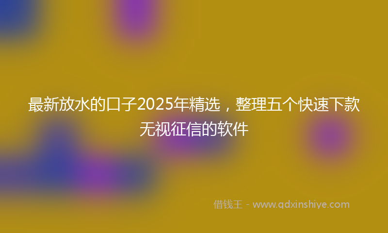 最新放水的口子2025年精选，整理五个快速下款无视征信的软件