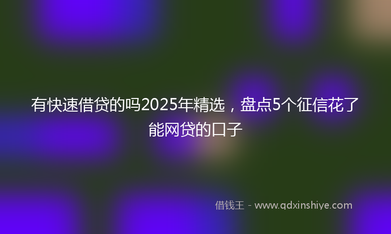 有快速借贷的吗2025年精选，盘点5个征信花了能网贷的口子