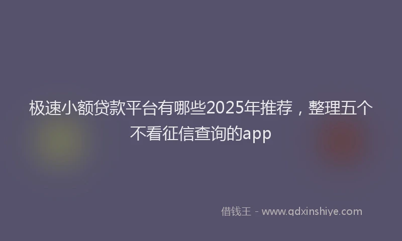 极速小额贷款平台有哪些2025年推荐，整理五个不看征信查询的app