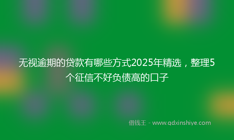 无视逾期的贷款有哪些方式2025年精选，整理5个征信不好负债高的口子