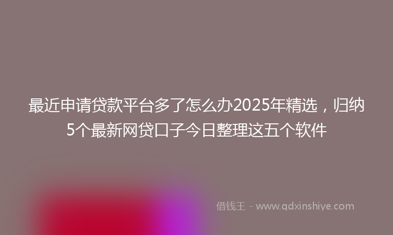 最近申请贷款平台多了怎么办2025年精选，归纳5个最新网贷口子今日整理这五个软件