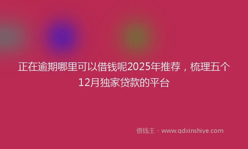 正在逾期哪里可以借钱呢2025年推荐，梳理五个12月独家贷款的平台